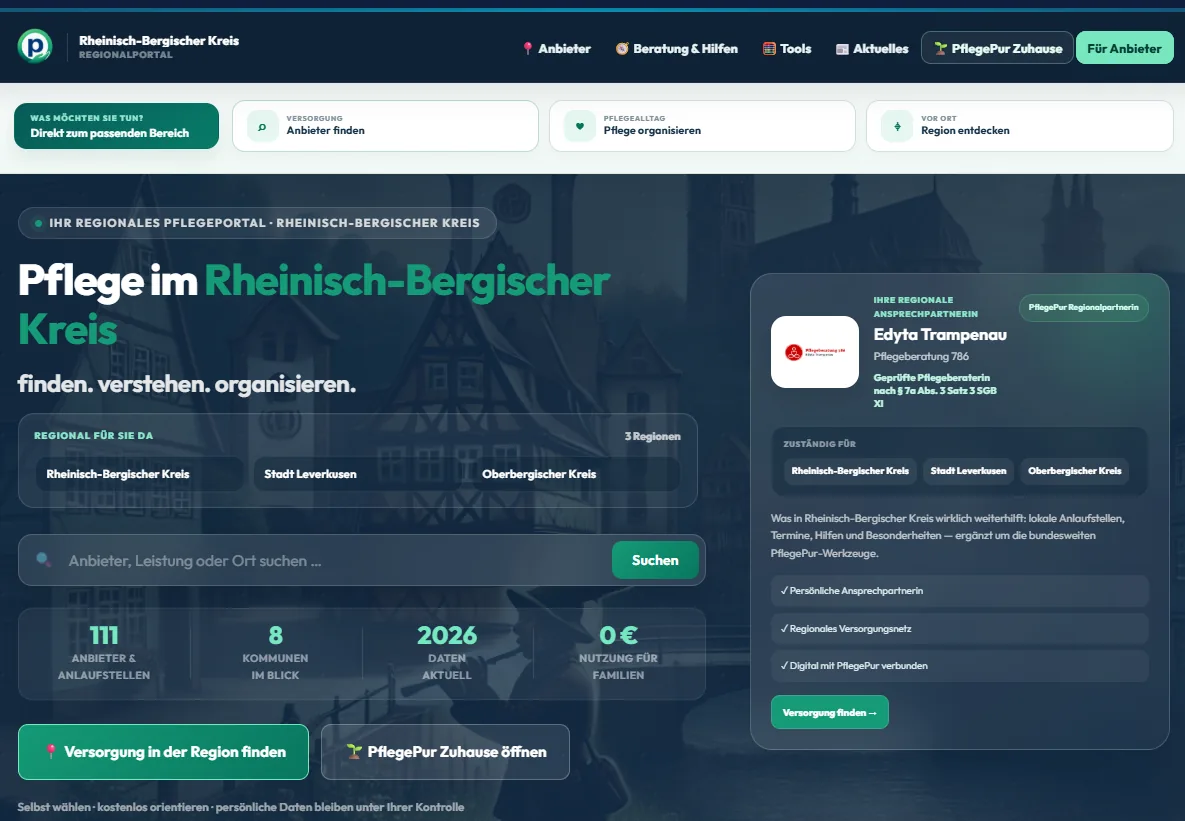 PflegePur Regionalportal Rheinisch-Bergischer Kreis mit Edyta Trampenau